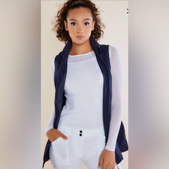 ANATOMIE Delaney Travel Vest Blue Two Way Zipper Front Pockets Drawstring Waist - Picture 7 of 11